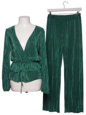 Zara Emerald Green Pleated Wrap Top & Wide-Leg Pants Set, Blogger Favorite